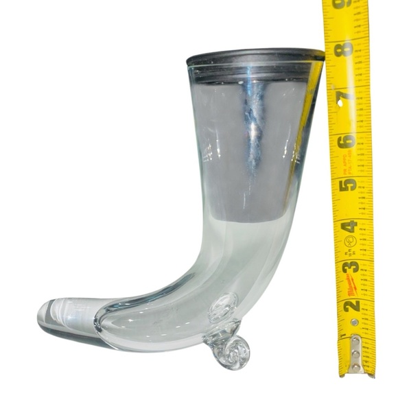 Vintage Handblown Clear Horn Drinking Glass Viking Romania Wedding Toast Heathen - Picture 10 of 12